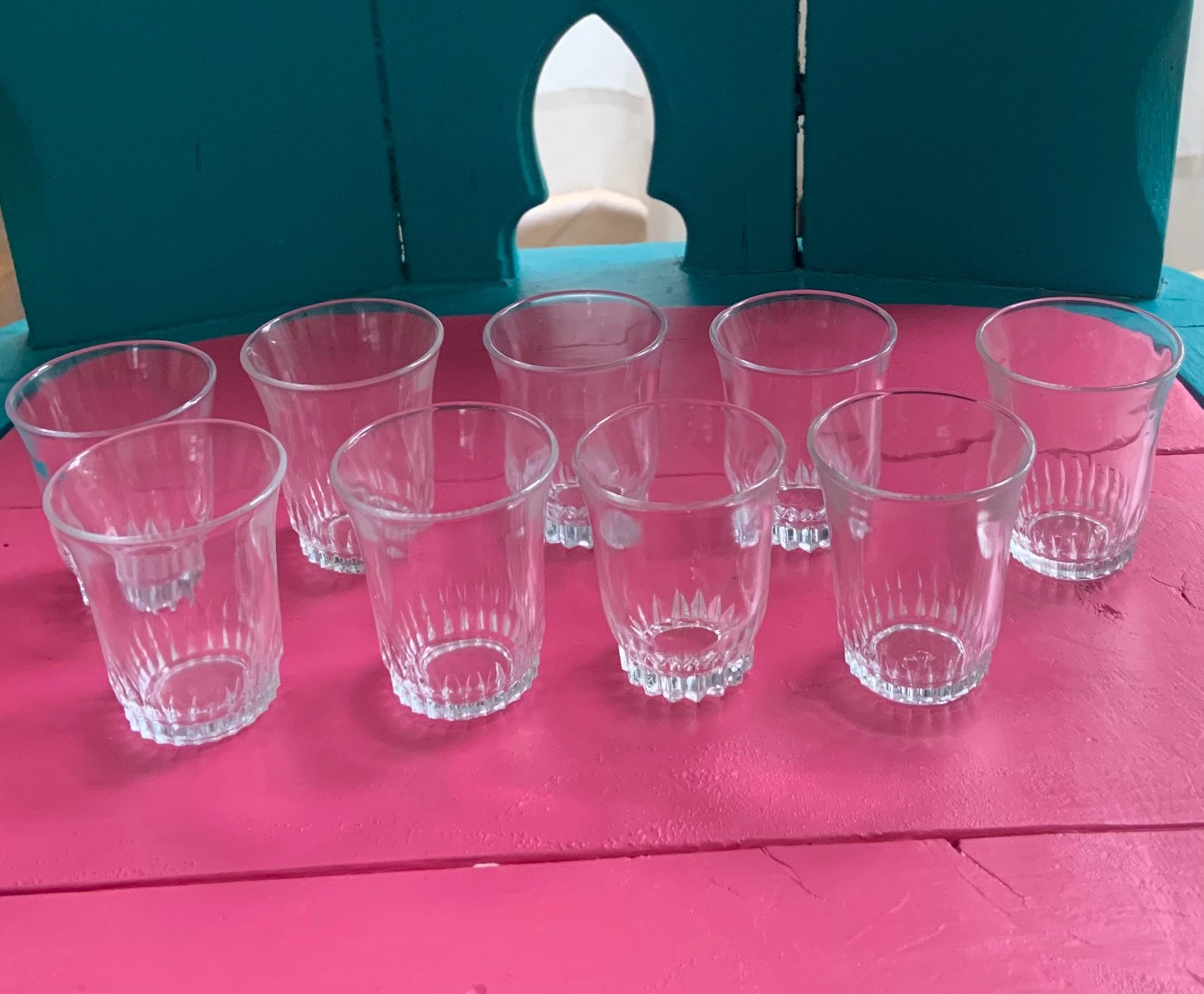 Shot borrelglaasjes 9 stuks, Verzamelen, Glas en Borrelglaasjes, Ophalen of Verzenden, Zo goed als nieuw, Borrel- of Shotglas