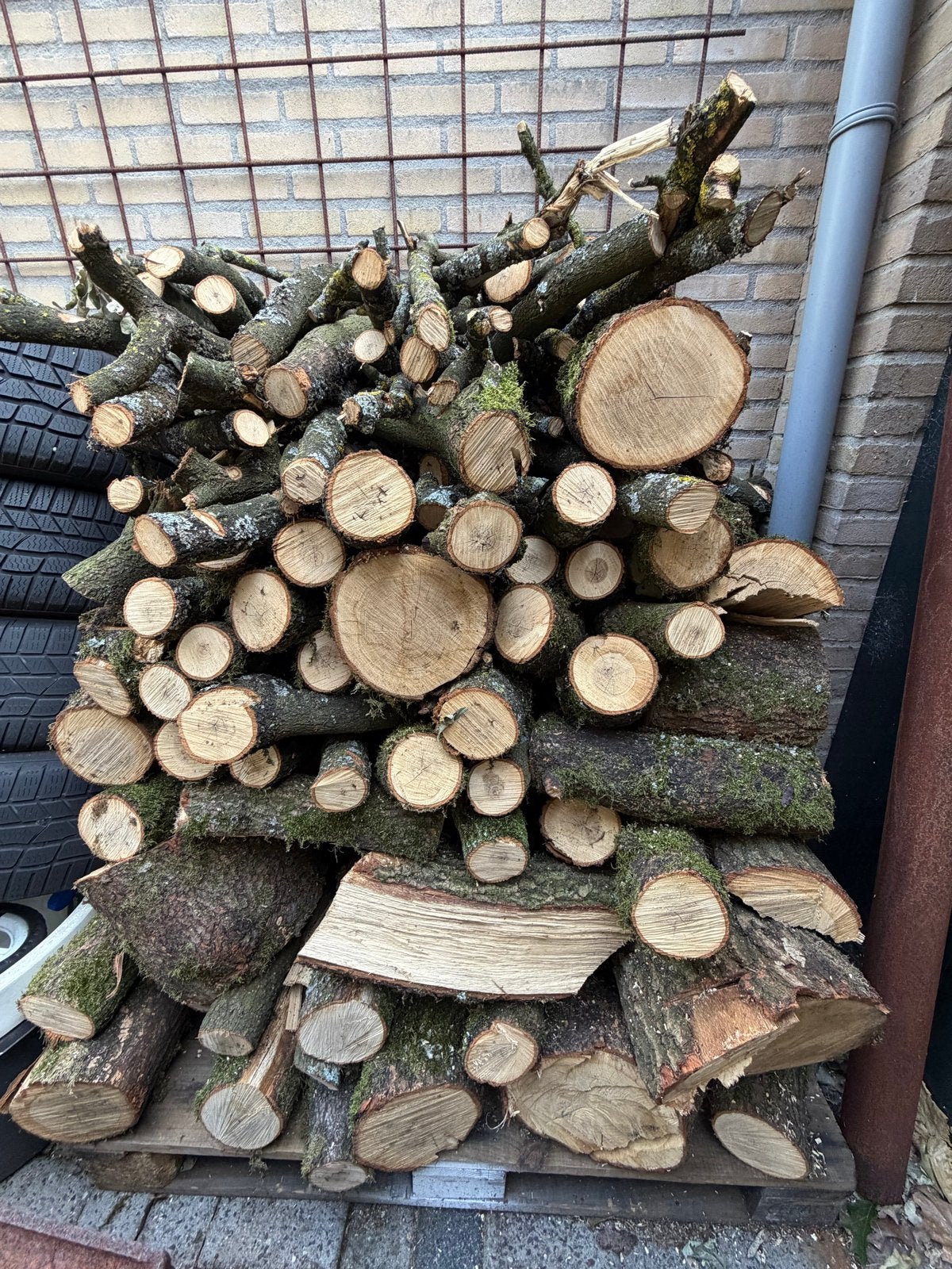 Eikenhout haardhout - ca. 1,3 kuub, Tuin en Terras, Haardhout, Minder dan 3 m³, Ophalen, Eikenhout, Blokken