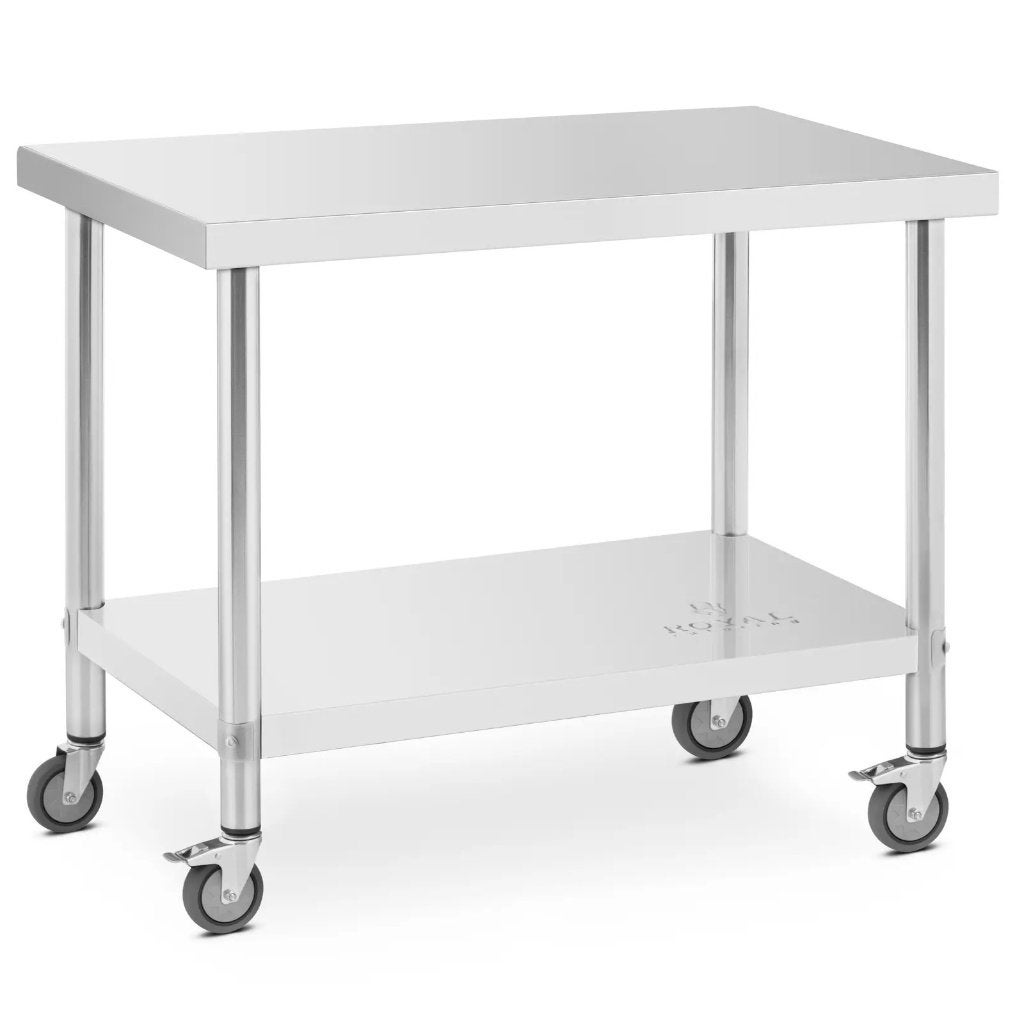 4x RVS Tafel met Wielen - Royal Catering - 60x100 cm - NIEUW, Huis en Inrichting, Ophalen, Metaal, Overige merken, Nieuw