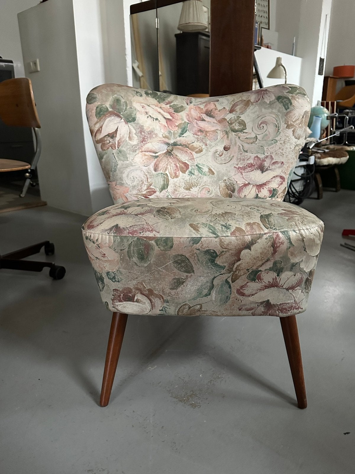 SALE: cocktail chair, vintage brocante fauteuil, club chair, Huis en Inrichting, Fauteuils, Ophalen, Gebruikt, I, 75 tot 100 cm