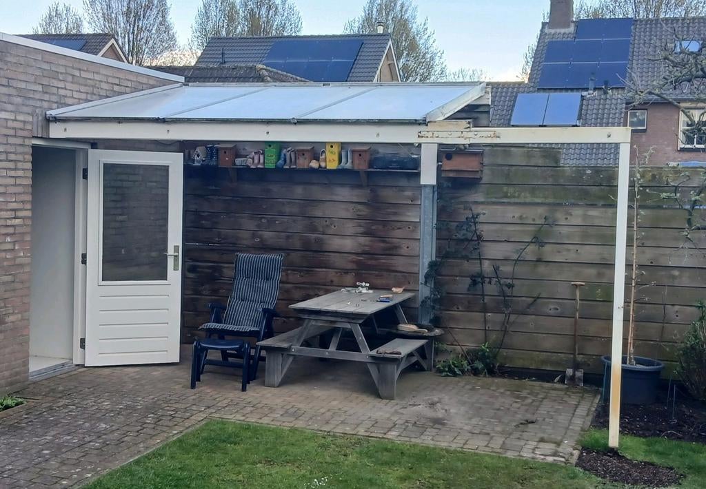 Hardhouten veranda overkapping, Ophalen, Zo goed als nieuw, Veranda