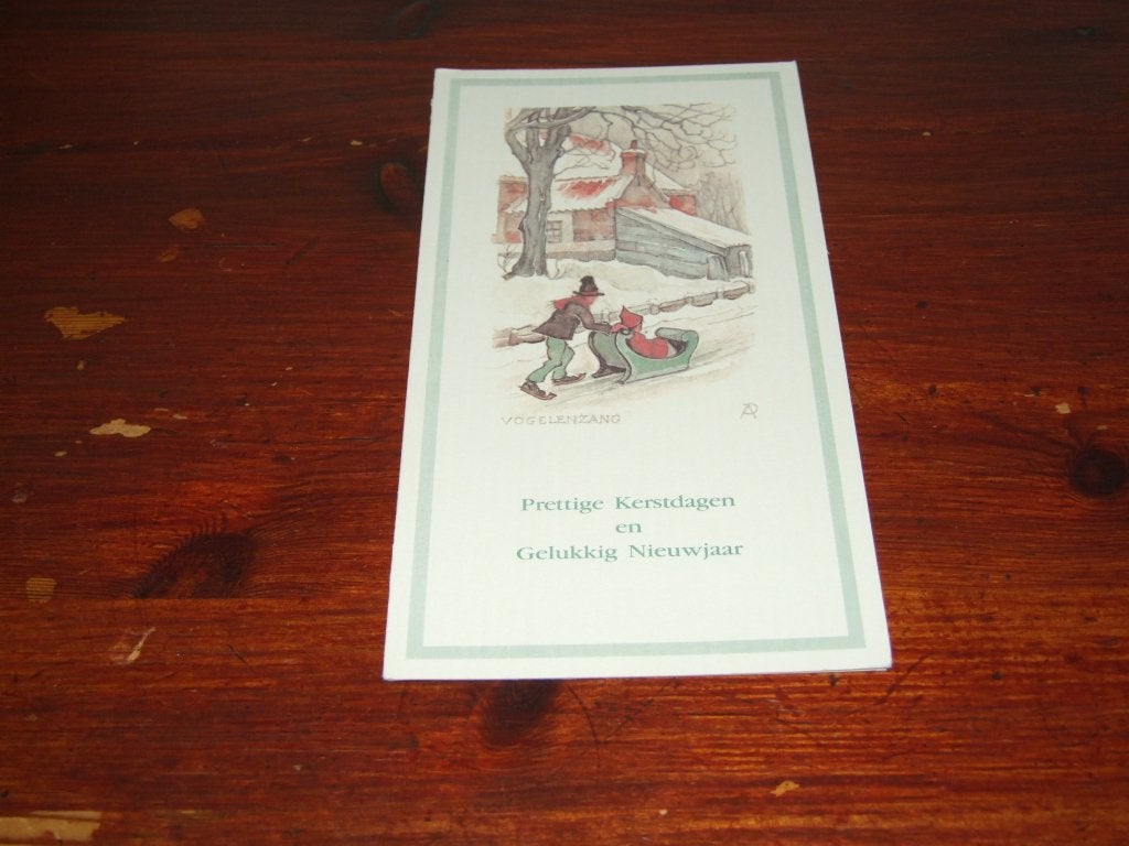 106- Anton Pieck Kerstkaart 'Vogelenzang - Ca. 9,5 x 18,5 cm, 1960 tot 1980, Gebruikt, Verzenden, Prent