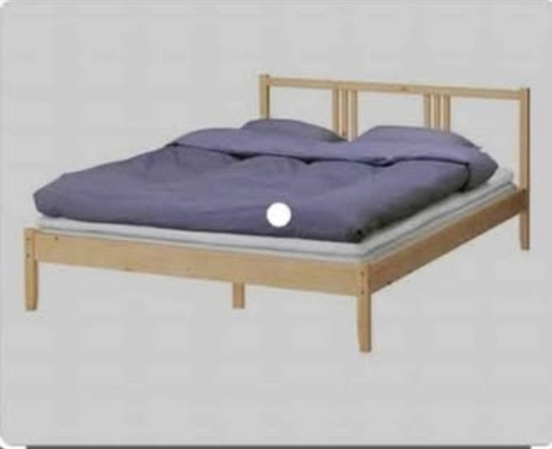 Complete Ikea bed, slatted bases, good mattress 140x200cm., Ophalen, Tweepersoons