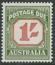 AUSTRALIE 1958-60 1/-sh. diep karmijn & diep groen Portzegel, Verzenden, Postfris