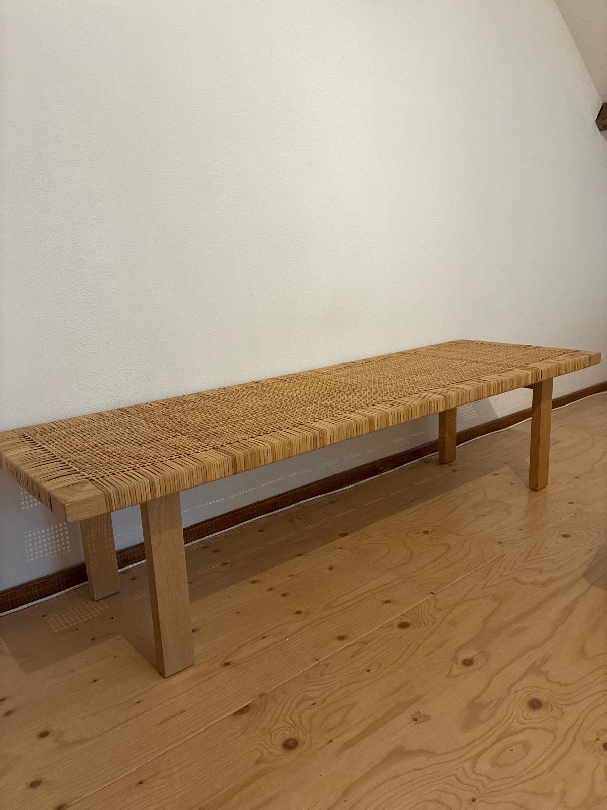 Ikea Boho Beukenhouten Bank/Tafel met Pitriet Bovenkant, Minder dan 75 cm, 150 tot 200 cm, Driepersoons, Ophalen of Verzenden