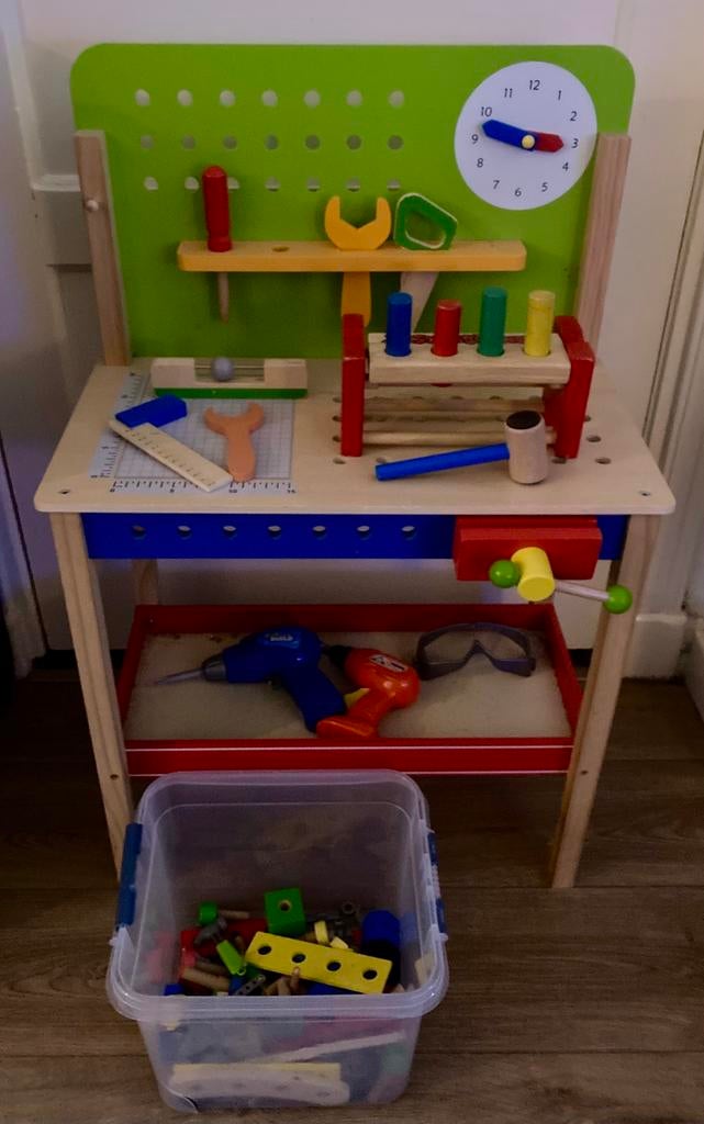 Kinder werkbank hout met accessoires, Kinderen en Baby's, Speelgoed | Speeltafels, Ophalen, Gebruikt