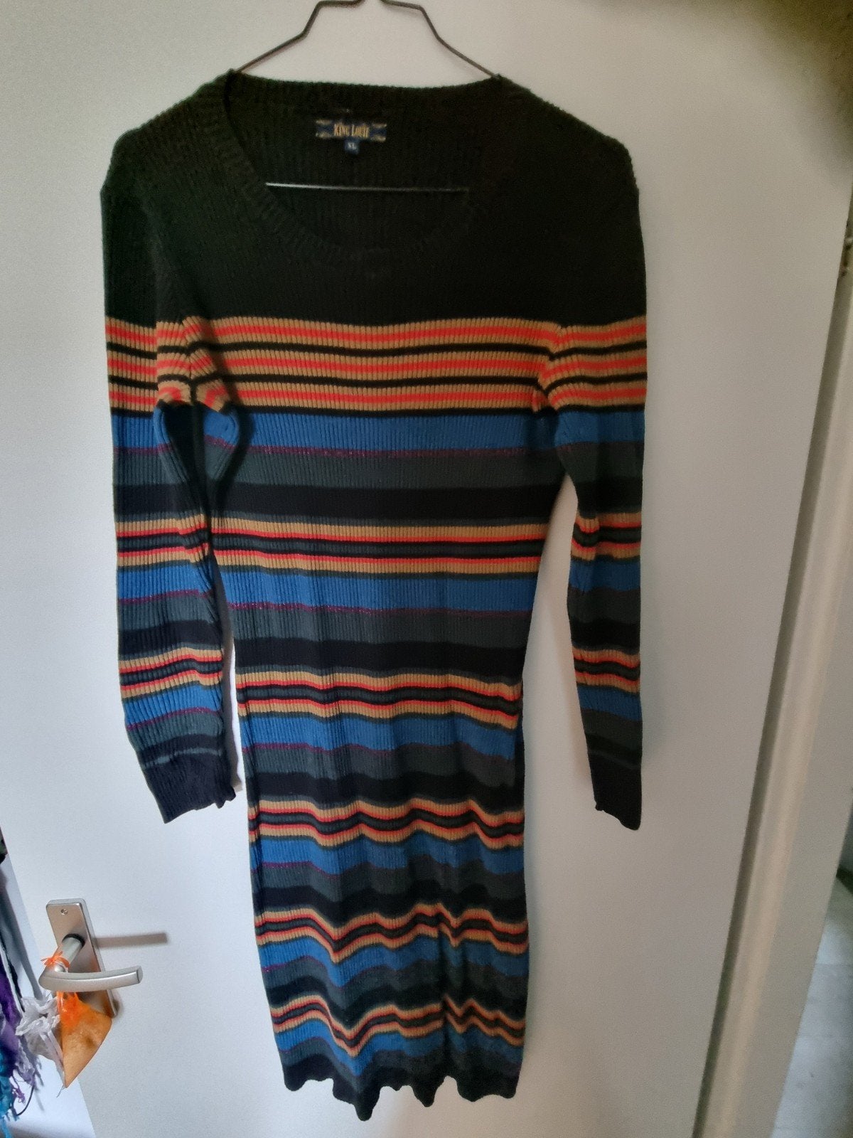 King Louie gestreepte ribgebreide jurk XL, Kleding | Dames, Jurken, Overige kleuren, Maat 46/48 (XL) of groter, Ophalen of Verzenden