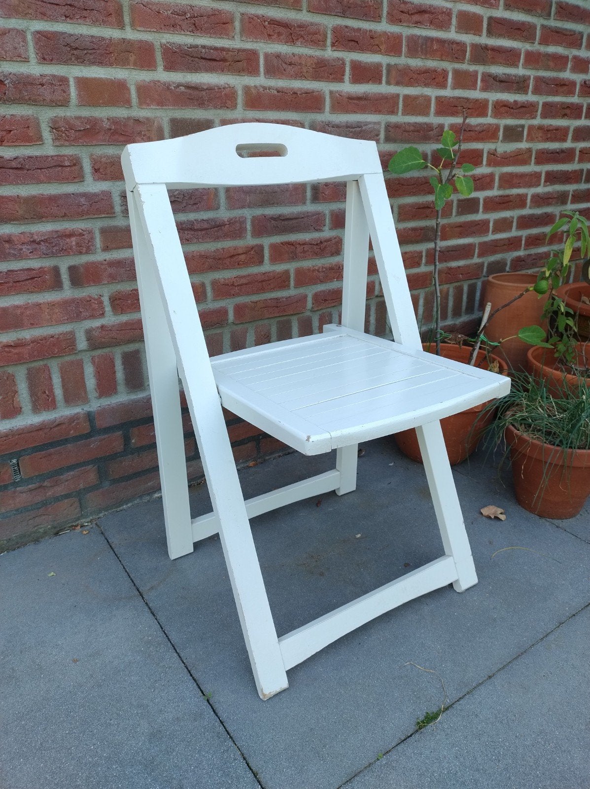 Houten klapstoel, stevige witte stoel, Ophalen, Gebruikt, Wit, Eén