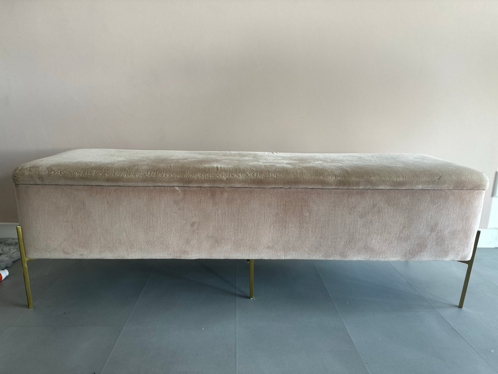 Westwing Velvet Storage Bench / Ottoman – Blush Pink, Ophalen, Rechthoekig, 125 cm of meer