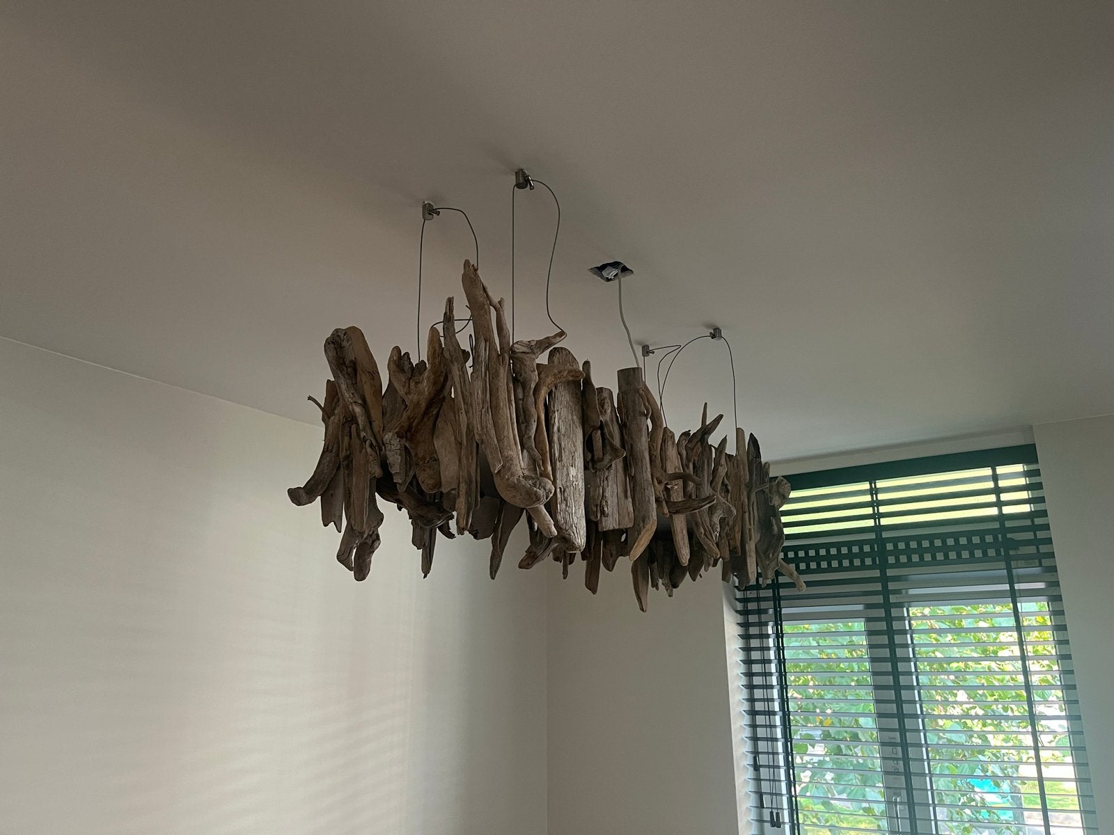 Unieke drijfhout hanglamp - Handgemaakt en sfeervol, Ophalen of Verzenden, Zo goed als nieuw, Hout, Overige fittingen