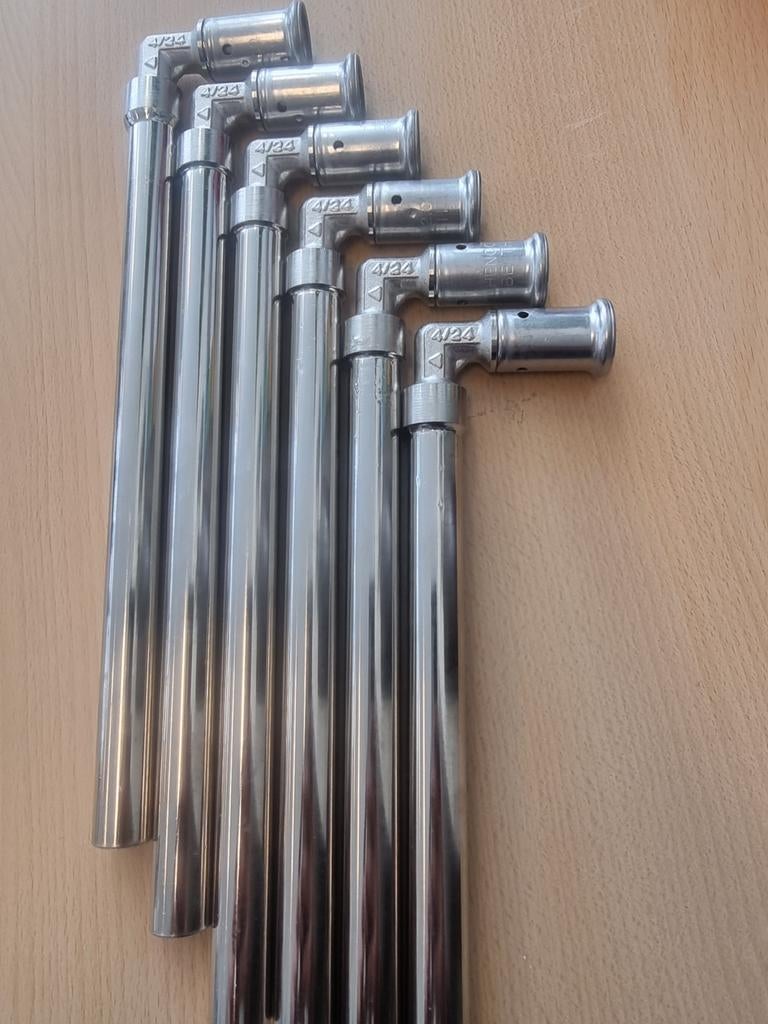 RVS buizen met bochten - 4/24 - Diverse lengtes, Bochten, Gebruikt, Rvs, Minder dan 2 meter