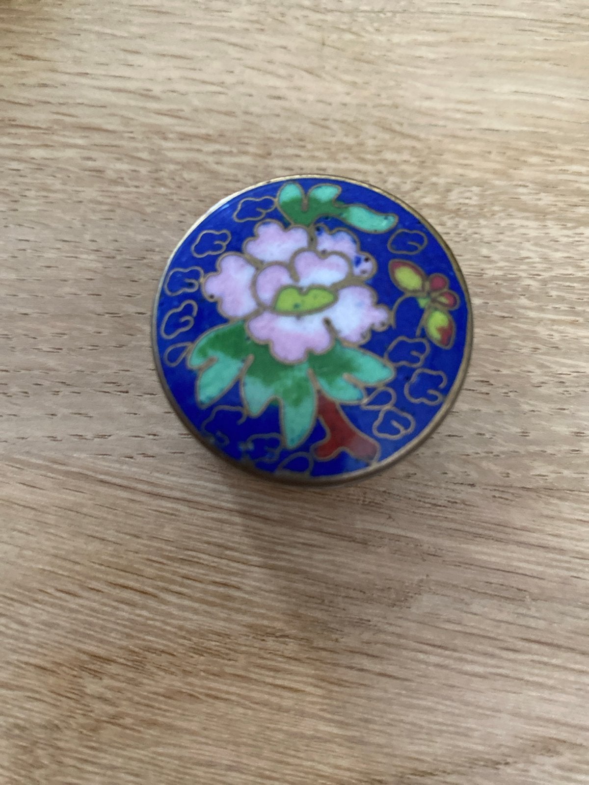Vintage Cloisonné Pillendoosje met Bloemenmotief, Ophalen of Verzenden