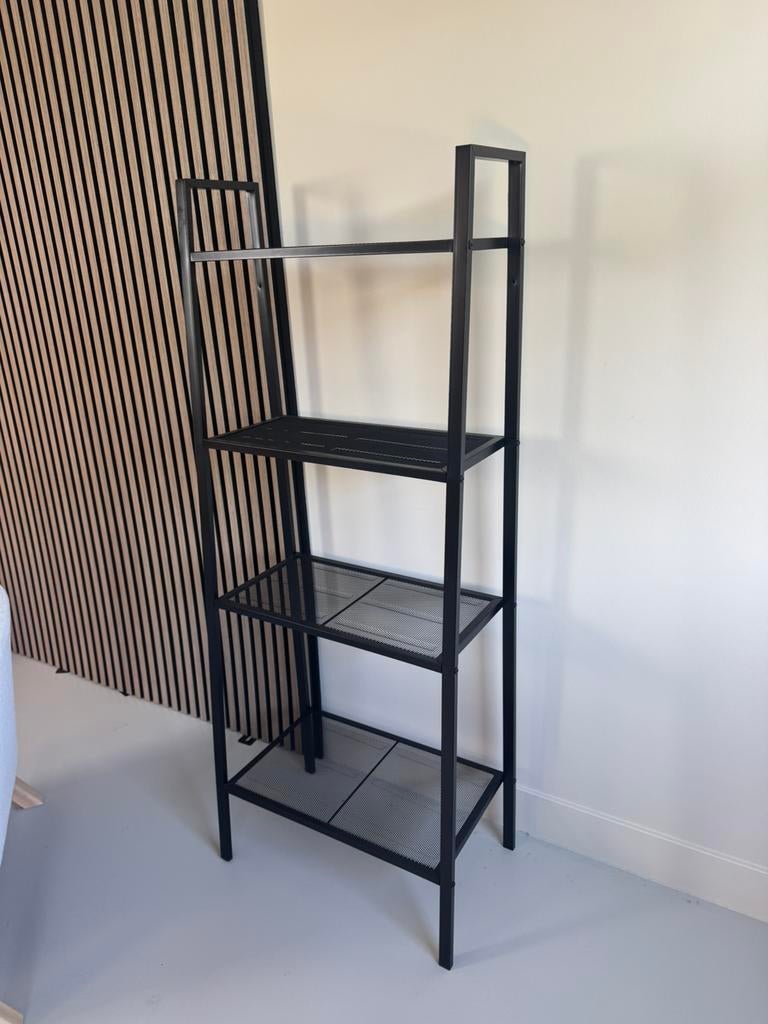 Ladder boekenkast 4 schappen metaal zwart van VidaXL, Huis en Inrichting, Ophalen, Zo goed als nieuw