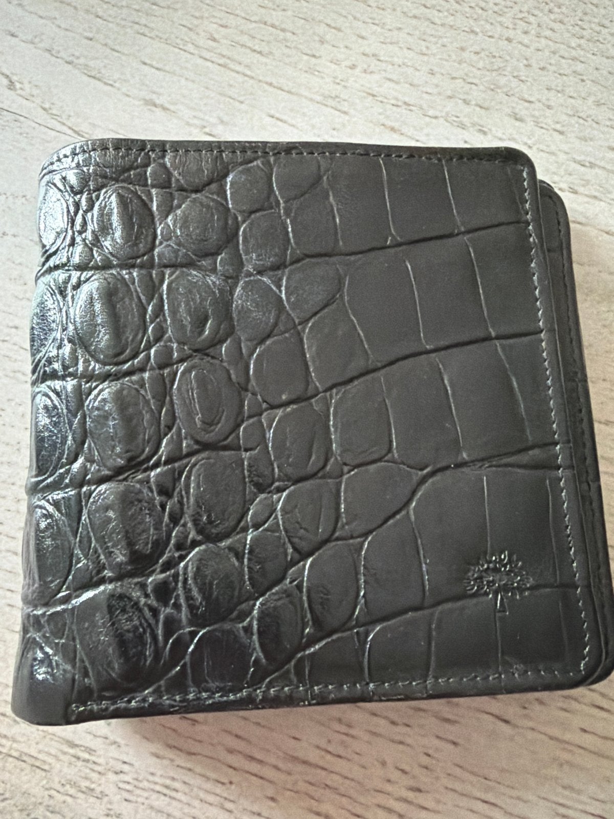Mulberry portemonnee van leer met krokodillenprint, Overige merken, Gebruikt, Zwart, Ophalen of Verzenden
