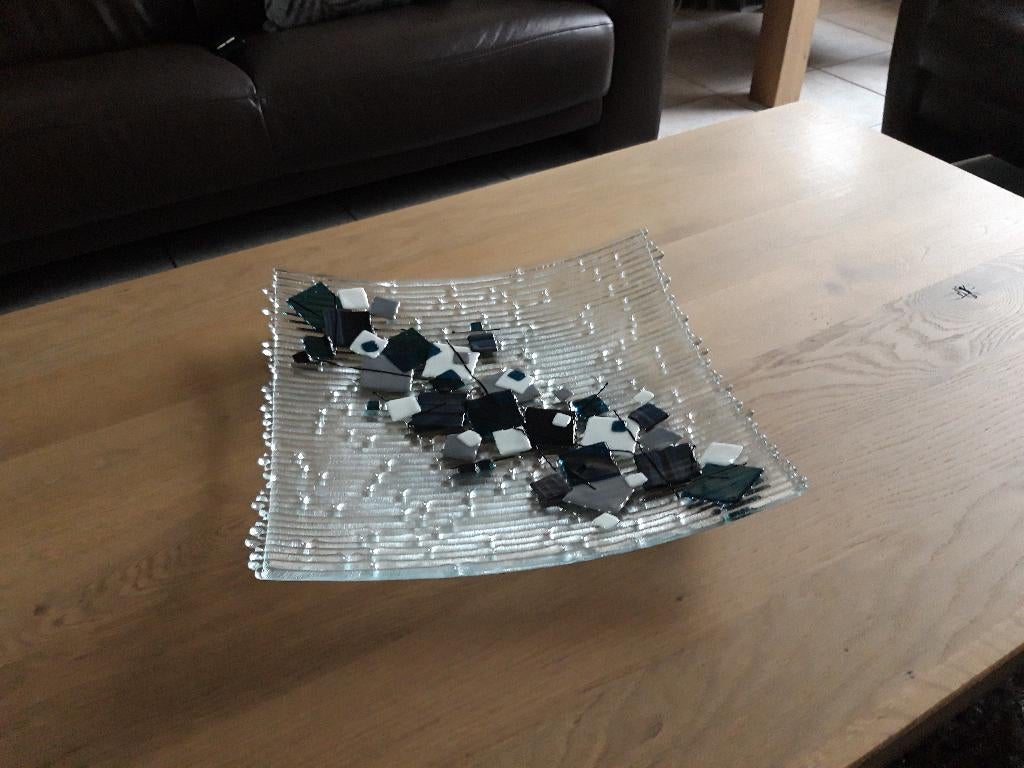 Te koop: Mooie vierkante glasdesign schaal 40x40 cm, Ophalen, Schaal, Vierkant, Nieuw