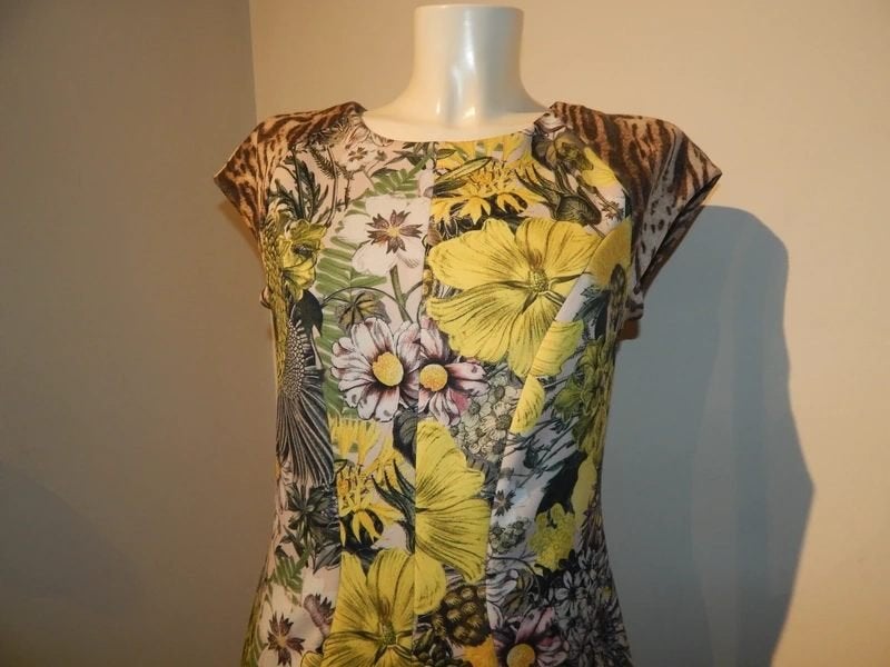 Marccain beeldschone jurk jaguar vintage bloemen look N3/M, Maat 38/40 (M), Zo goed als nieuw, Knielengte, Marccain