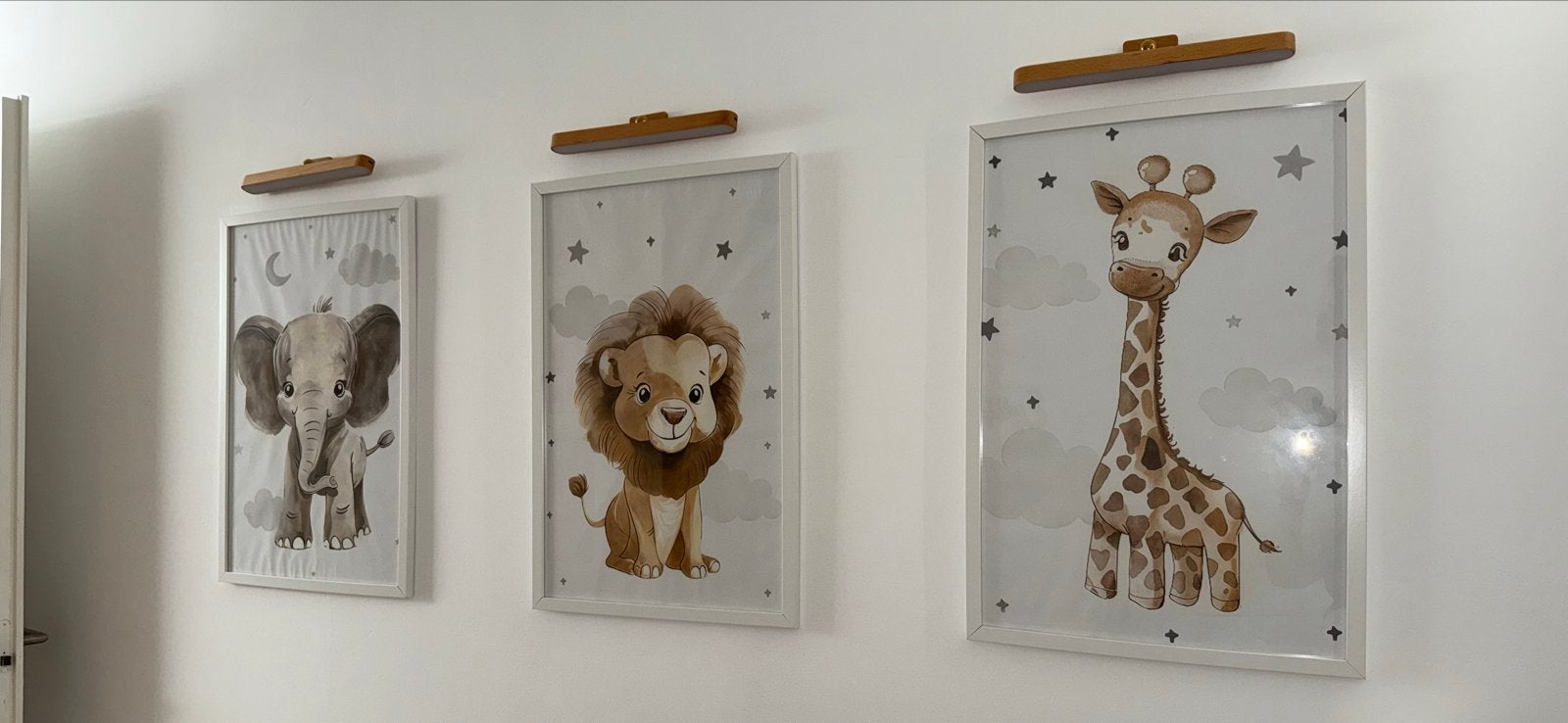 ZONDER LIJST! Set van 3 dierenposter voor kinderkamer, Ophalen, 50 – 75, Minder dan 50 cm, Print