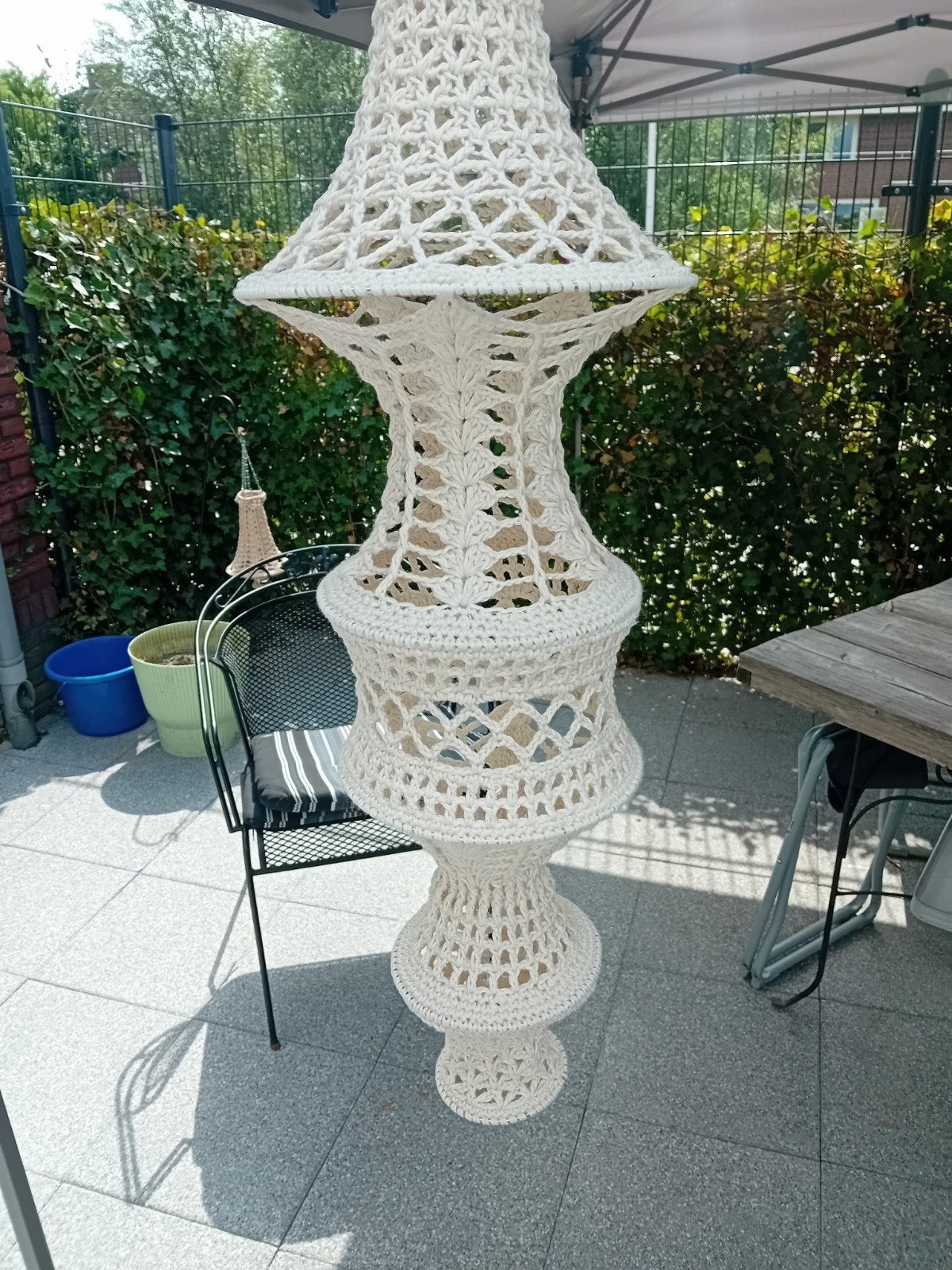 Nieuwe hippe roomkleurig Ibiza style lamp lengte 115 cm, Huis en Inrichting, Lampen | Kroonluchters, Ophalen of Verzenden, Nieuw