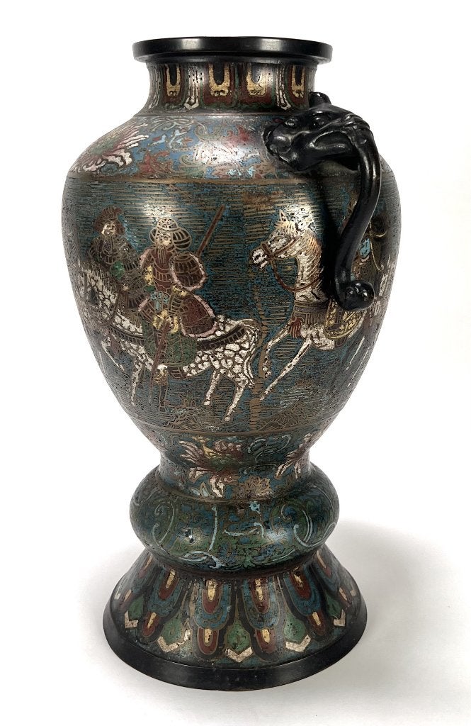 9. Bronzen vaas met champlevé email - Japan, Meiji periode, Antiek en Kunst, Ophalen