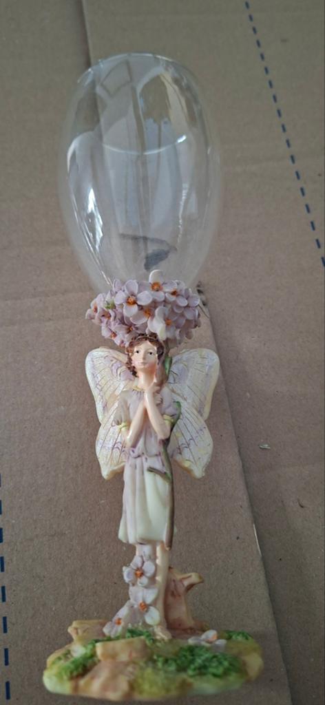 Fantasy Elfje Kaarsenhouder-( glas) met Bloemdecoratie, Ophalen of Verzenden, Dier