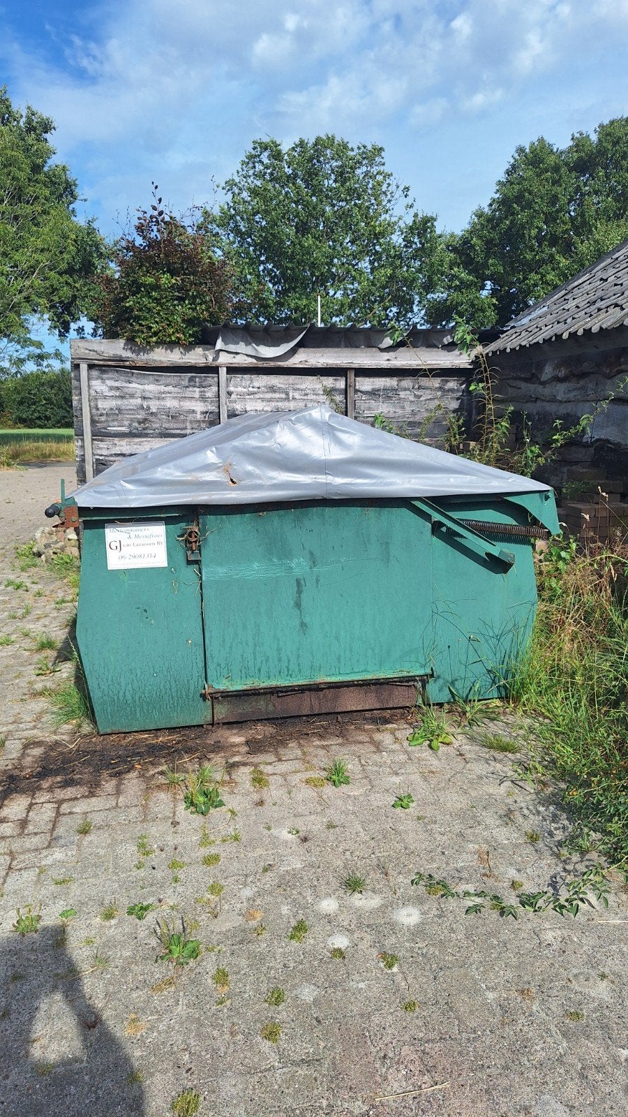 6kuub mest container met dak en deur, Ophalen
