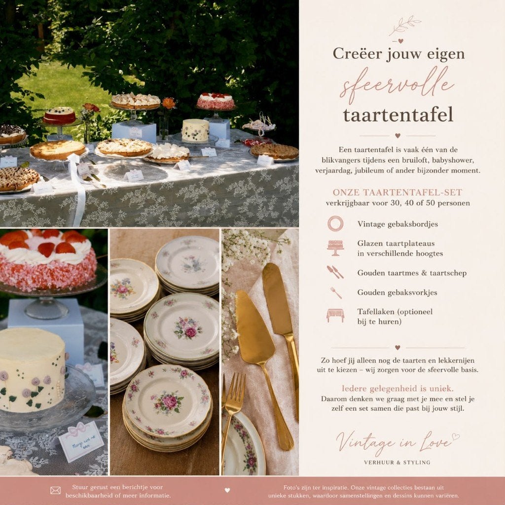 Sfeervolle Taartentafel voor feesten en huwelijk, Verzenden, Zo goed als nieuw, Geboorte of Huwelijk