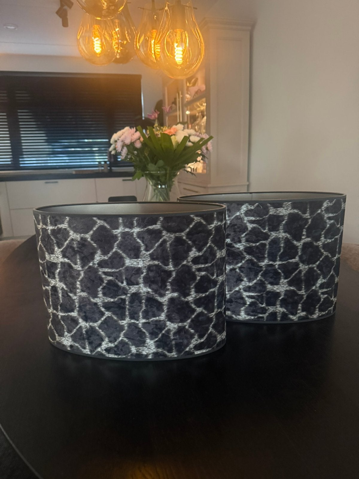 Ovale velvet lampenkappen, Ophalen of Verzenden, Zo goed als nieuw, Bruin