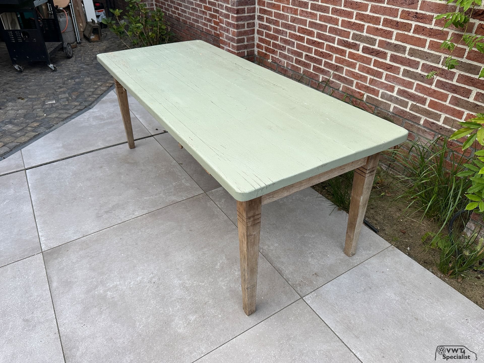 Frans brocante klooster tafel eettafel met lades