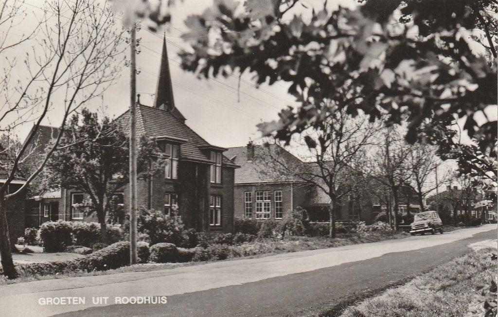 Roodhuis, Verzamelen, Ansichtkaarten | Nederland, Ophalen of Verzenden, 1940 tot 1960, Gelopen, Friesland