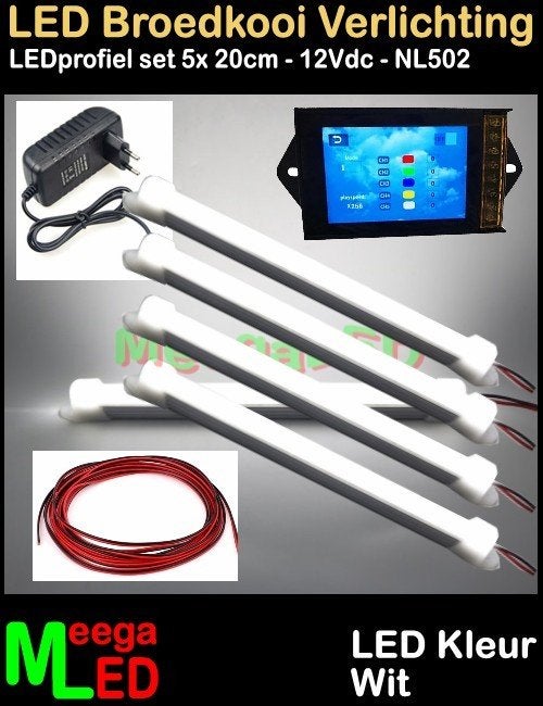 LED profiel NL502 SET 5x 15cm WIT Broedkooi Kweekkooi, Dieren en Toebehoren, Ophalen of Verzenden, Nieuw, Aluminium, Broedkooi of Kweekkooi