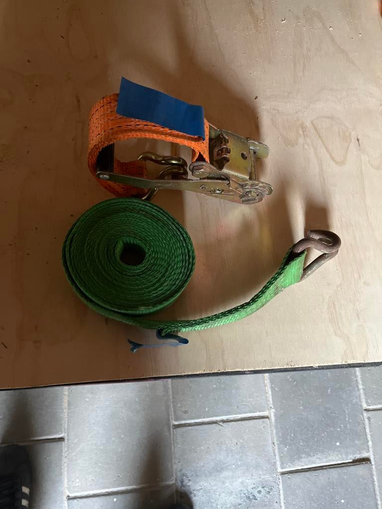 Spanbanden set: Oranje ratelband en groene spanband, Ophalen, Zo goed als nieuw