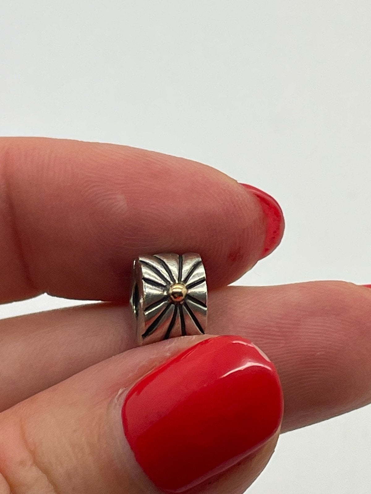 F79 Pandora goud op zilveren stopper bedel stralend, Sieraden, Tassen en Uiterlijk, Bedels, Pandora, Ophalen of Verzenden, X, Zilver