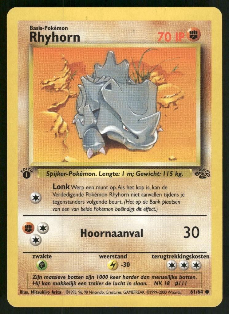 Rhyhorn 61/64 - Jungle (1st edition) (NL) (NM), Verzenden, Gebruikt