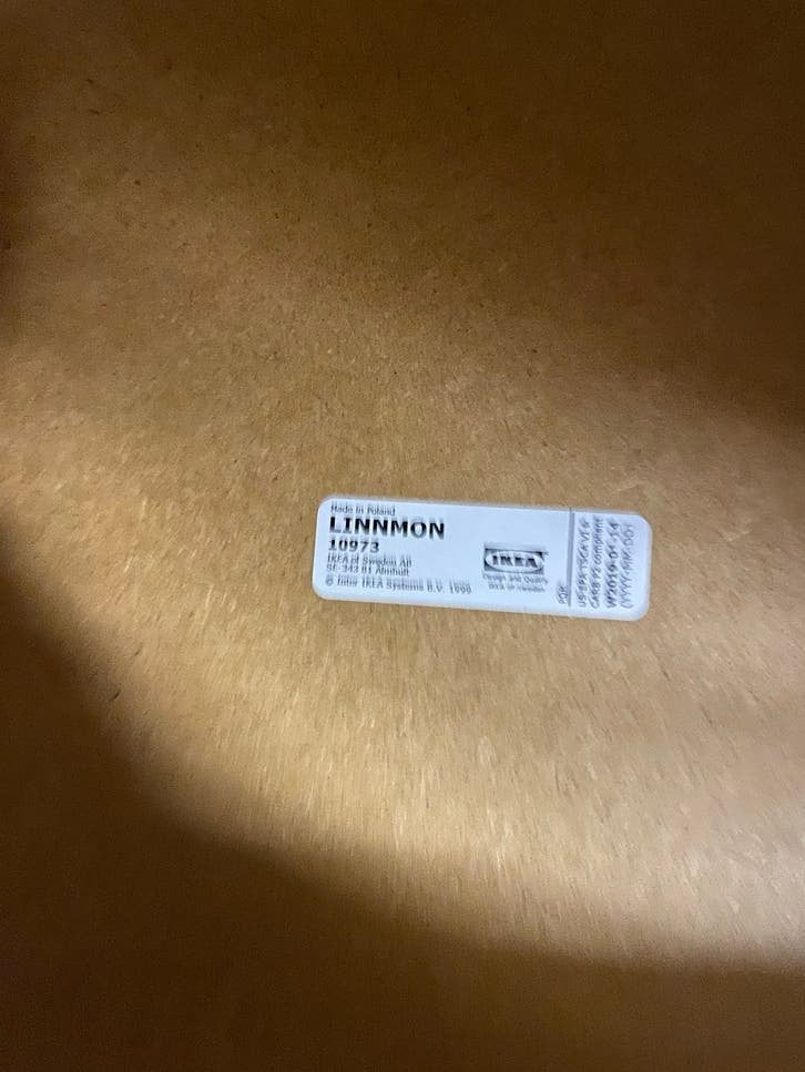 IKEA LINNMON Tafelblad met Adils poten - Donkerblauw, Ophalen, Overige typen, Gebruikt, Spaanplaat of MDF