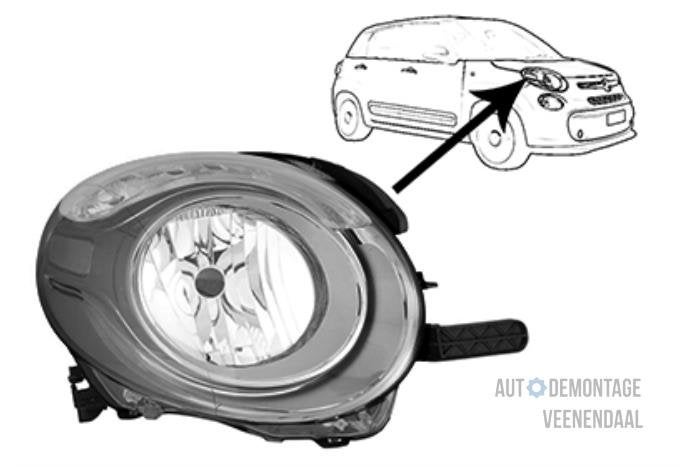 Koplamp rechts van een Fiat 500L, -, -, Nieuw, Ophalen of Verzenden