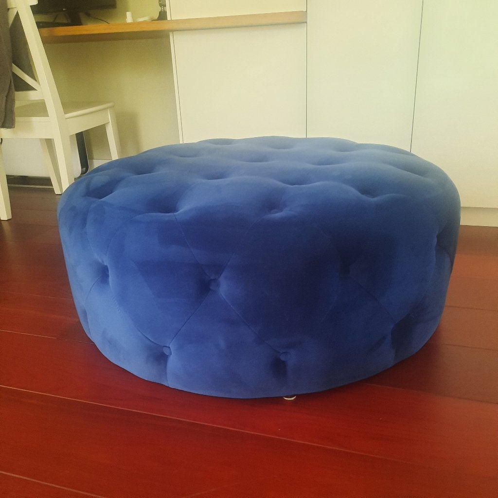 Grote ronde poef, Huis en Inrichting, Ophalen, Rond, 75 tot 100 cm, Zo goed als nieuw