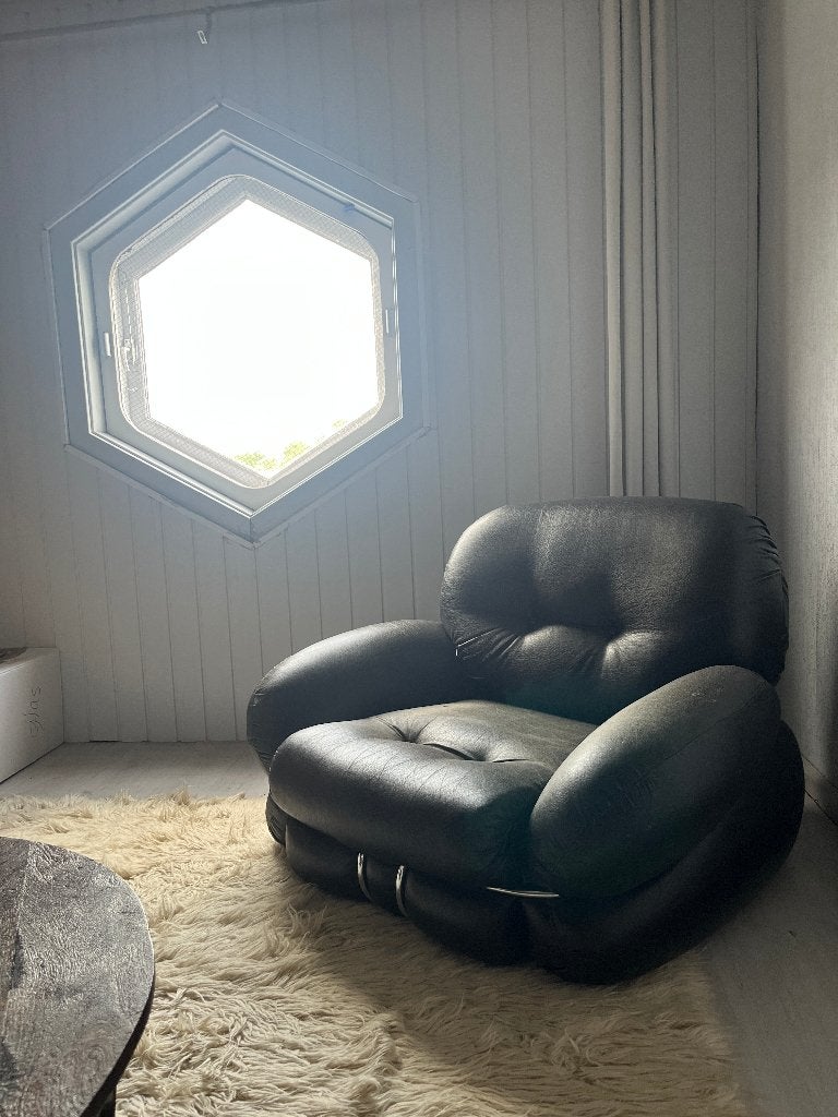 Vintage design fauteuil Adriano Piazzesi Okay Chair, Gebruikt, 100 tot 125 cm, Ophalen of Verzenden, 100 tot 125 cm