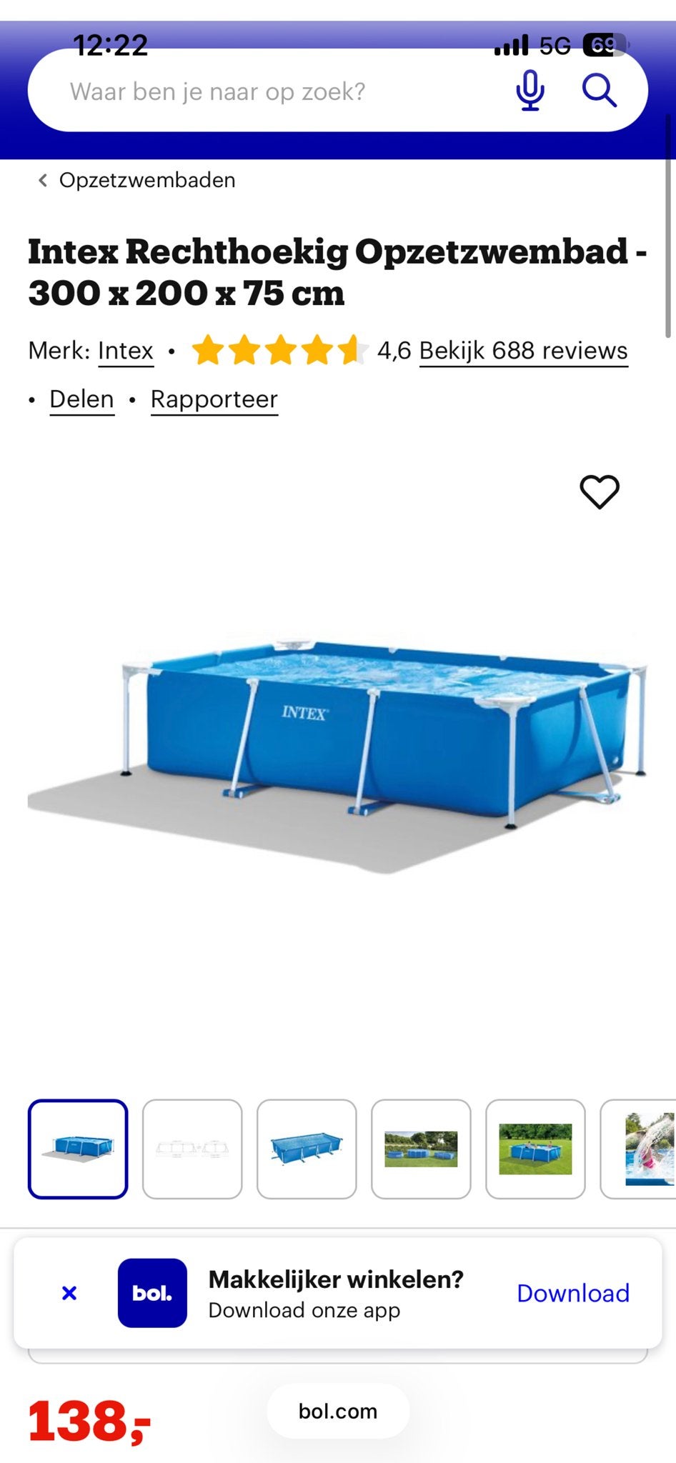 Intex zwembad Onderdelen, Ophalen, Gebruikt, Opzetzwembad, 200 tot 400 cm
