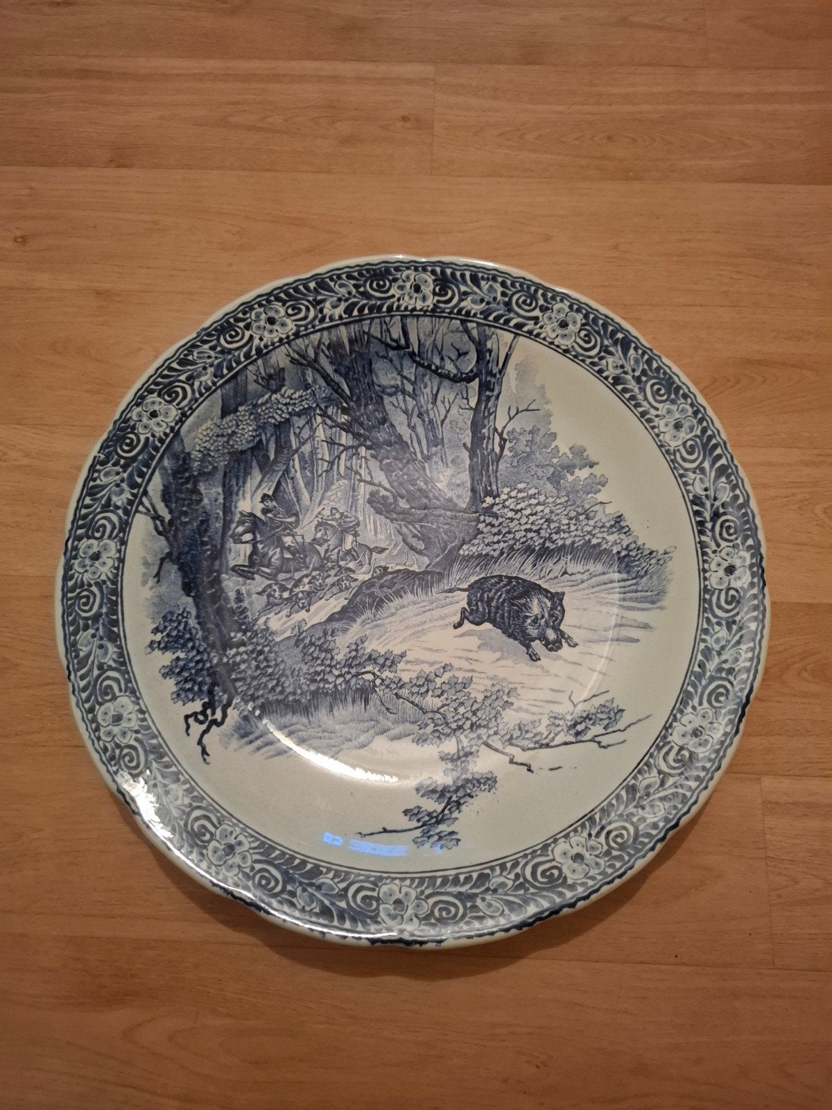 Antiek Delfts Blauw Wandbord - Jachtscène, Ophalen