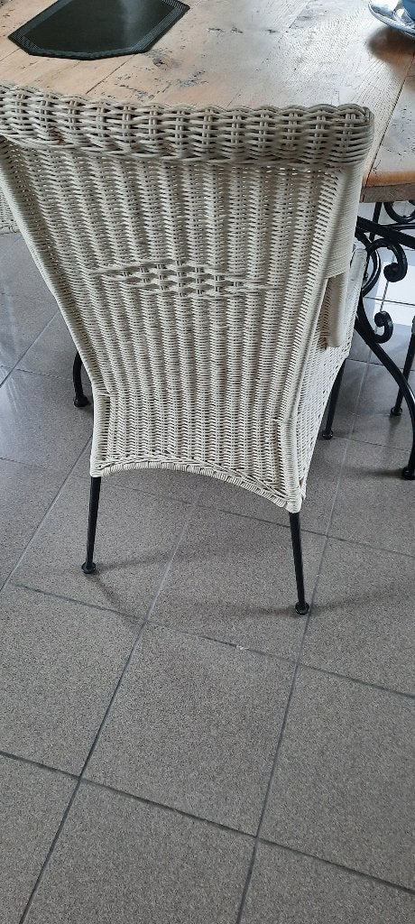 eettafel met smeedijzeren onderstel, glazen en houten  blad, Ophalen, Gebruikt, Rond, Glas
