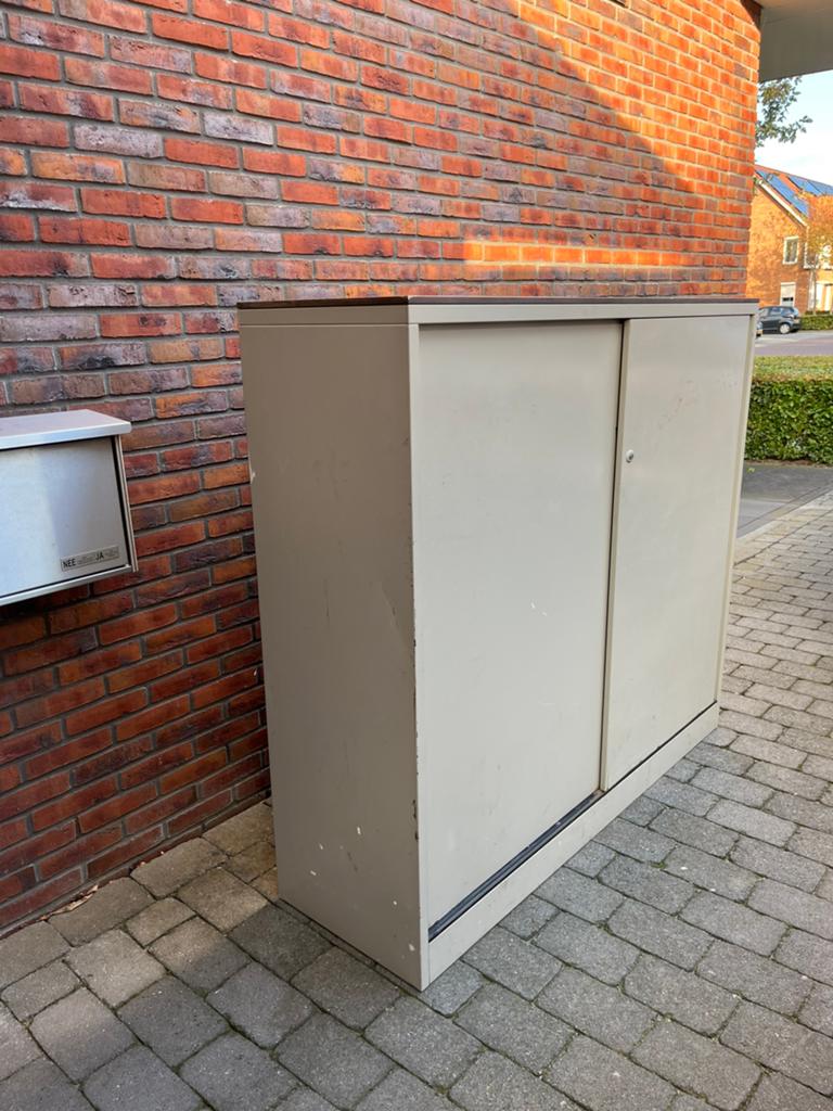 Metalen archiefkast, Huis en Inrichting, Kasten | Roldeurkasten en Archiefkasten, Ophalen, Gebruikt, 100 tot 150 cm, 100 tot 150 cm