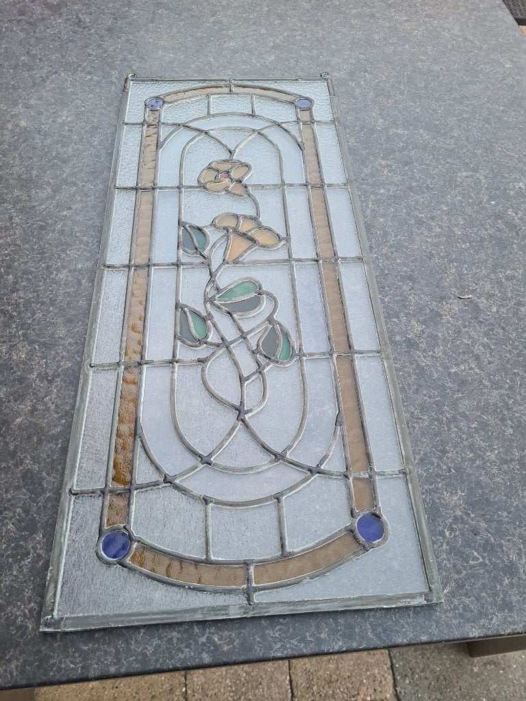 Glas-in-lood raamhanger met bloemenmotief – 30  73 cm, Doe-het-zelf en Verbouw, Ophalen, Gebruikt, Minder dan 80 cm, Overige typen