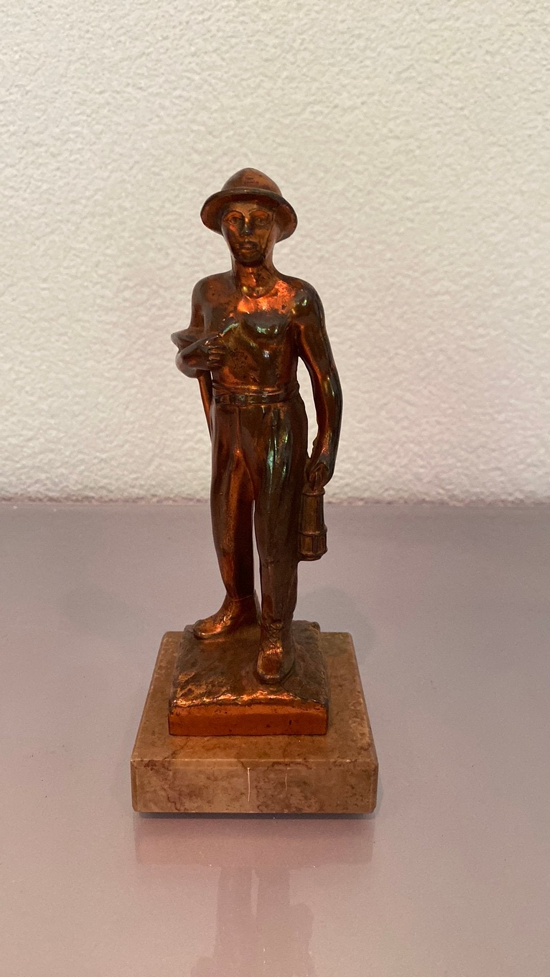 Koperen beeldje  mijnwerker, Ophalen of Verzenden