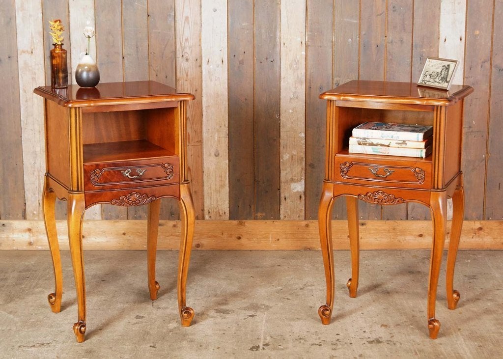 Set van 2 Franse nachtkastjes Louis XV-stijl -  Sourisseau, Ophalen, Gebruikt, --, Meubles Sourisseau