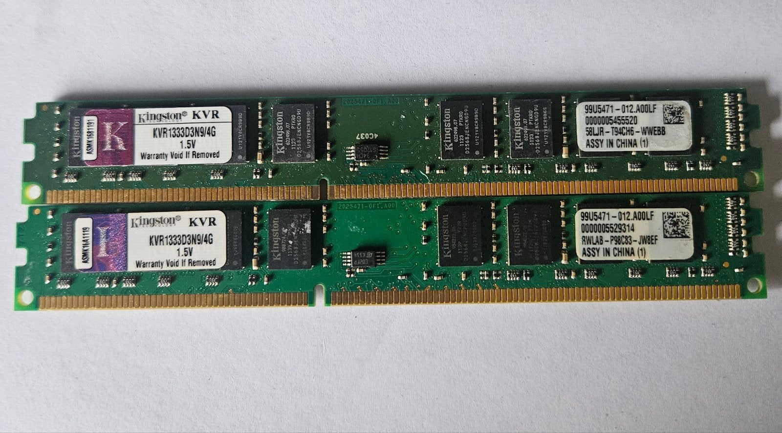 2x Kingston 4GB DDR3 1333MHz KVR1333D3N9/4G – 8GB, Computers en Software, RAM geheugen, Ophalen of Verzenden, DDR3, Desktop, 4 GB