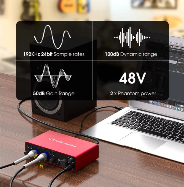 DJL Audio 192khz 24bit usb audio-interface 2 in- en 2 uitgan, Computers en Software, Geluidskaarten, Extern, ., Nieuw, Ophalen of Verzenden