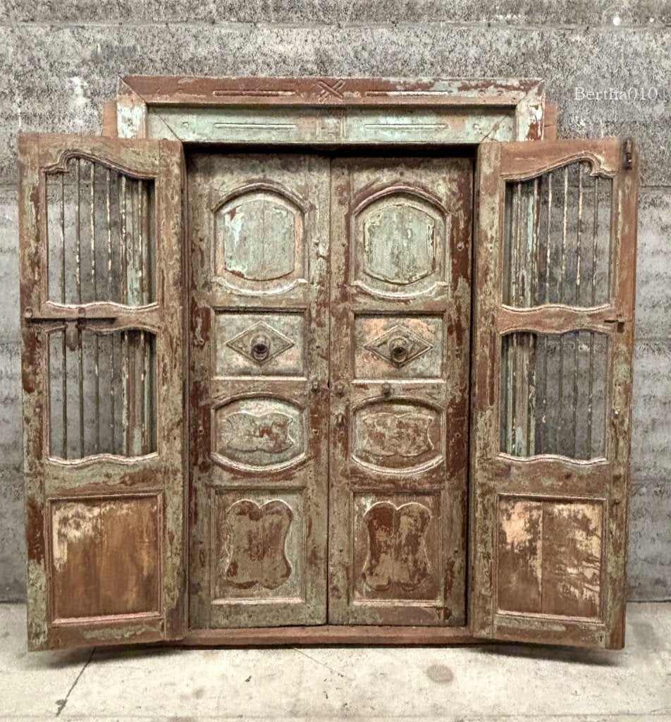Prachtige grote antieke oude Oosterse poort Indiase deur, Ophalen, Oosters, Hout, Decoratieobject