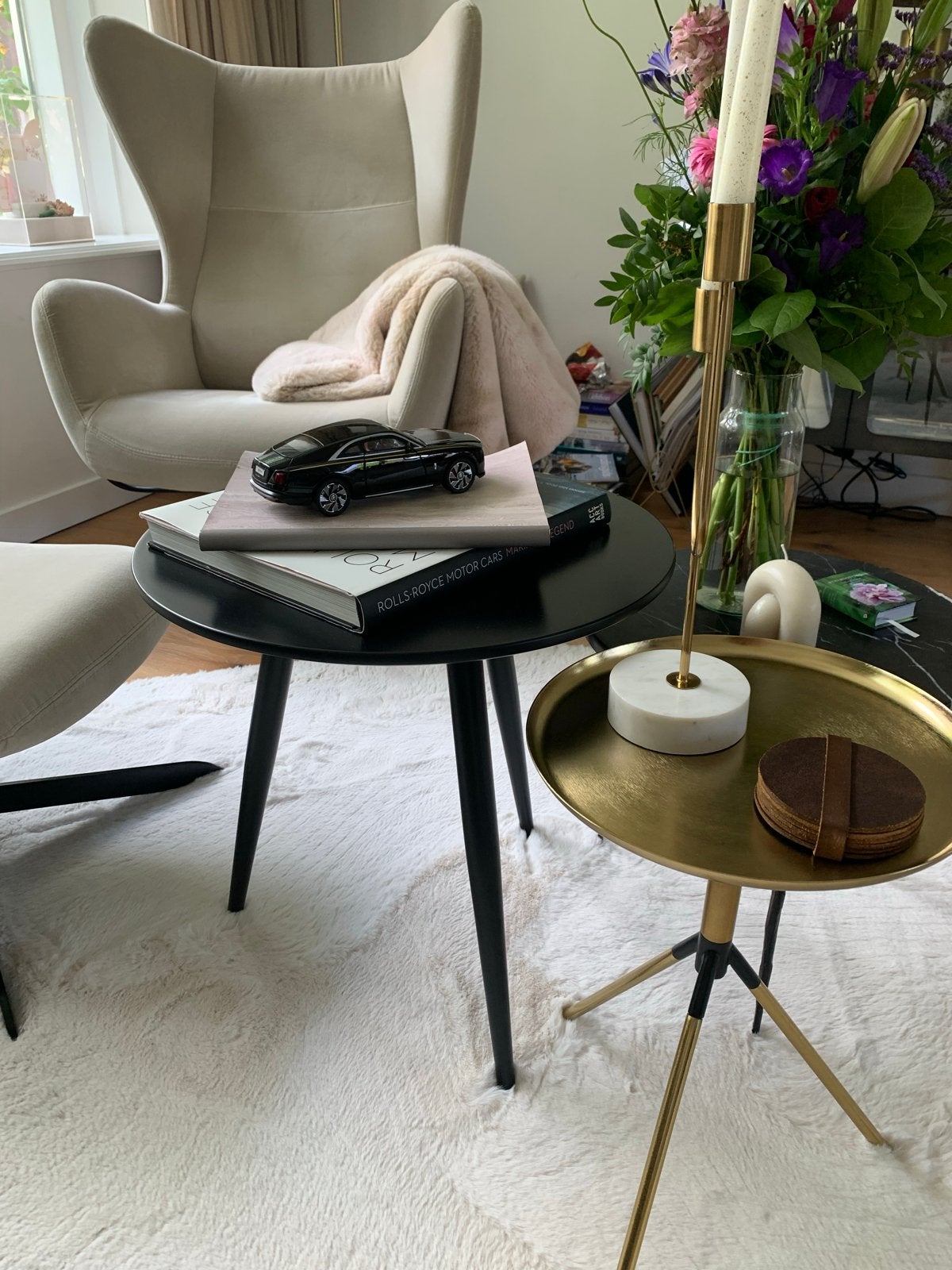 Zwarte Bijzettafel/Salontafel 50x50 - Kleine Gebruikersspore, Huis en Inrichting, Tafels | Bijzettafels, Minder dan 55 cm, Gebruikt