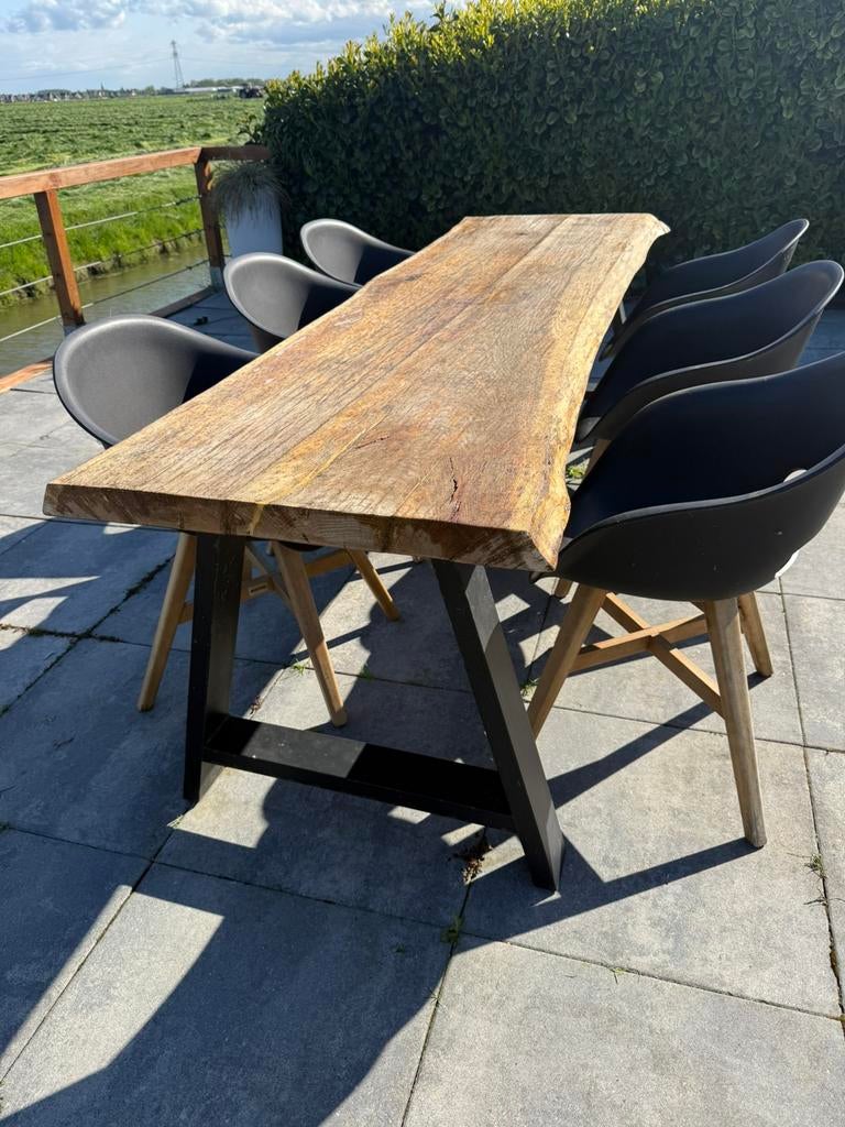 Boomstam tafel, Ophalen, Zo goed als nieuw, Rechthoekig, Hout