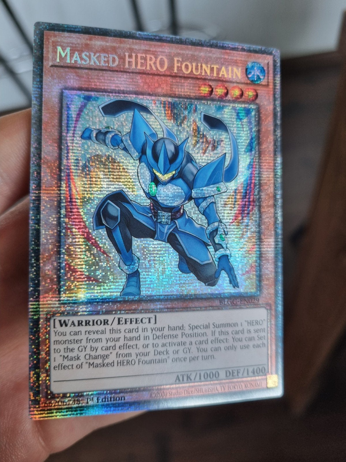 Yu-Gi-Oh! Masked HERO Fountain (Starlight Rare), Ophalen of Verzenden, Zo goed als nieuw, Losse kaart, Foil